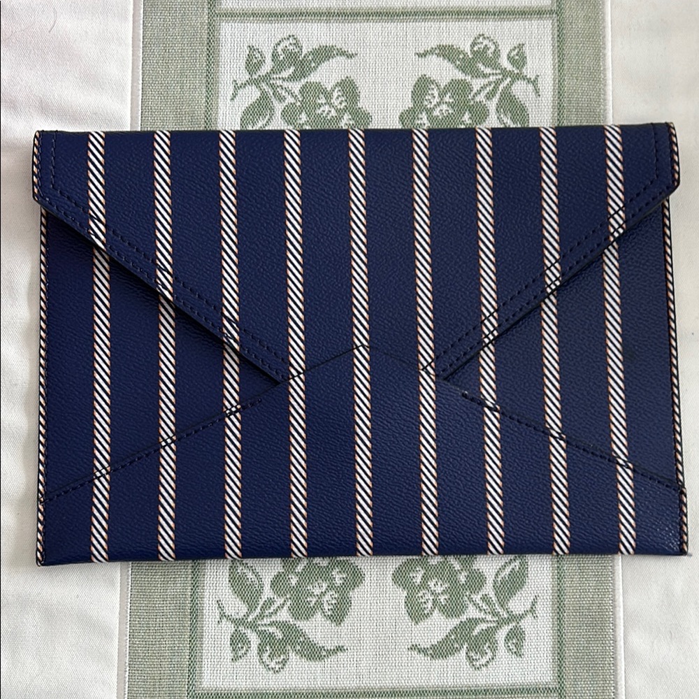 Navy Striped Envelope Clutch
